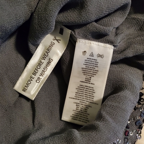 NWT Michael Michael Kors GunMetal Metallic Sequin-Chiffon Top size XS $225 - Picture 8 of 10